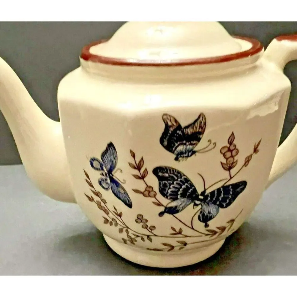 Vintage Ceramic Butterfly Teapot Made in Taiwan